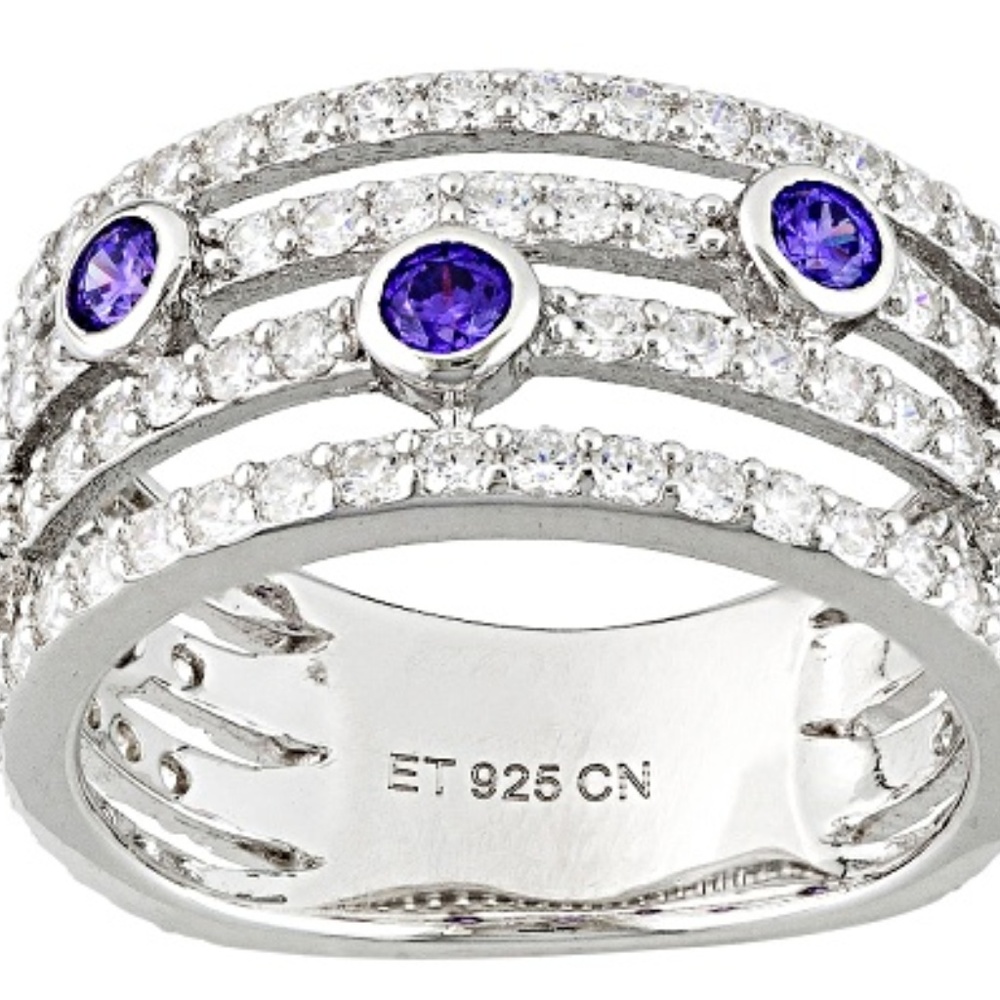 Purple & White  925 Sterling Silver ring sz 5